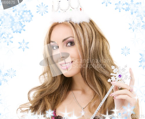 Image of lovely fairy in crown with magic wand