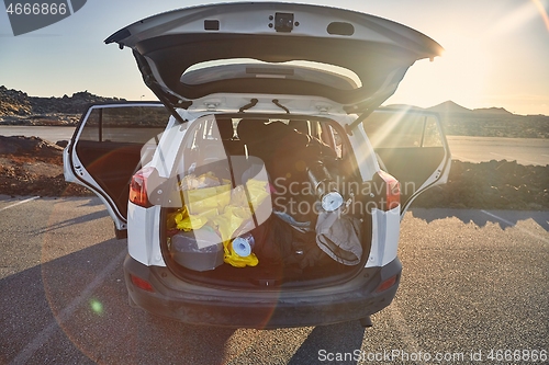 Image of Trunk with stuff for camping