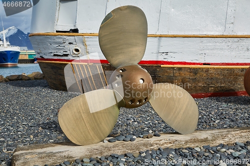 Image of Ship propeller on shore