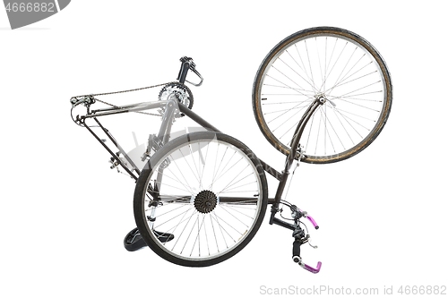 Image of Bicycle on white taken apart