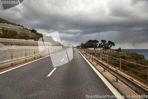 Image of Highway in hilly landscape