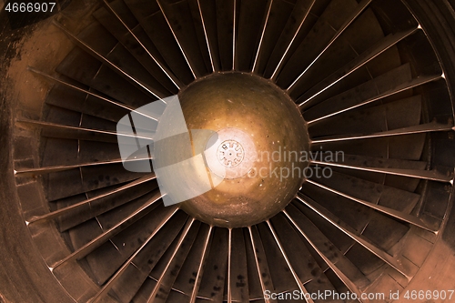 Image of Old Rusty Jet Engine Closeup, Dust Build Up