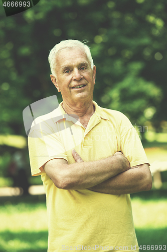 Image of Portrait of smiling elderly man