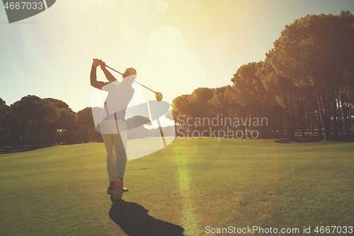 Image of pro golf player shot ball