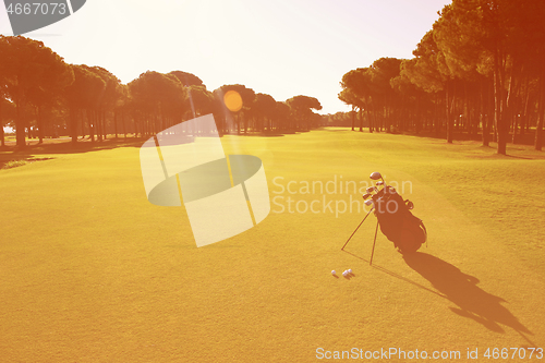 Image of golf bag on course