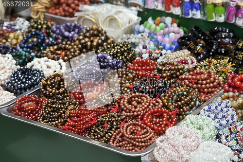 Image of Various beads and bracelets at a Vietnamese market