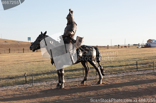 Image of Statue of horseman in Mongolia