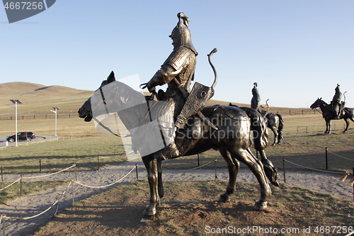Image of Statue of horseman in Mongolia
