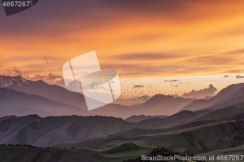 Image of Sunset in smoky mountains,