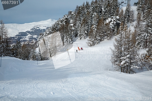 Image of Skiing slopes from the top