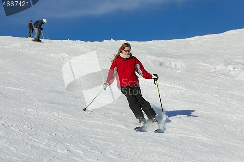 Image of Skiing in the winter snowy slopes