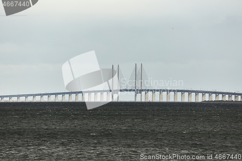 Image of Oresund bridge over the sea between Sweden and Denmark