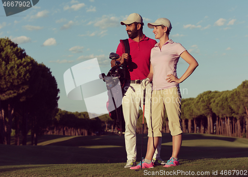 Image of portrait of couple on golf course