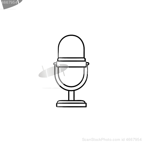 Image of Retro vintage microphone hand drawn outline doodle icon.