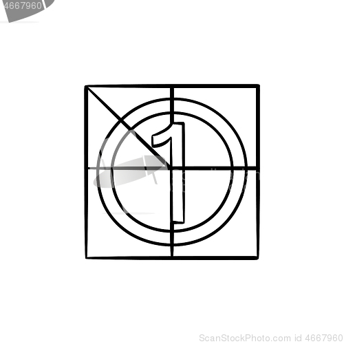 Image of Movie countdown hand drawn outline doodle icon.