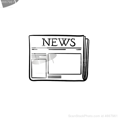 Image of A newspaper hand drawn outline doodle icon.