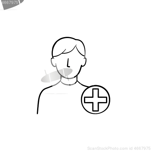 Image of Add new user hand drawn outline doodle icon.