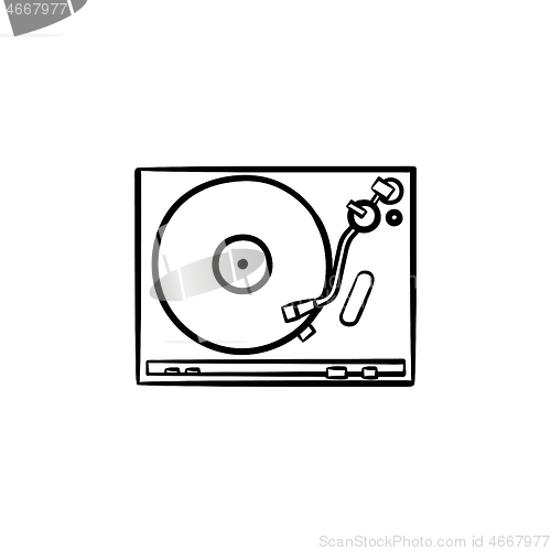 Image of Turntable sound mixer hand drawn outline doodle icon.