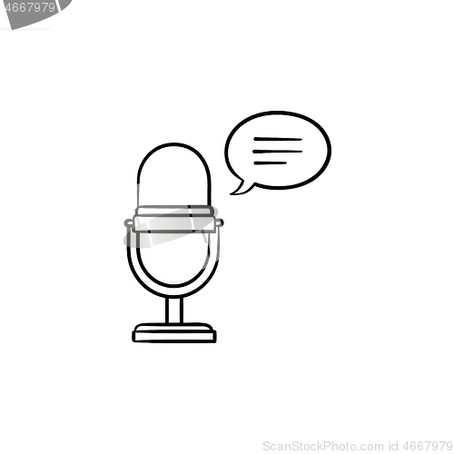 Image of Radio microphone hand drawn outline doodle icon.