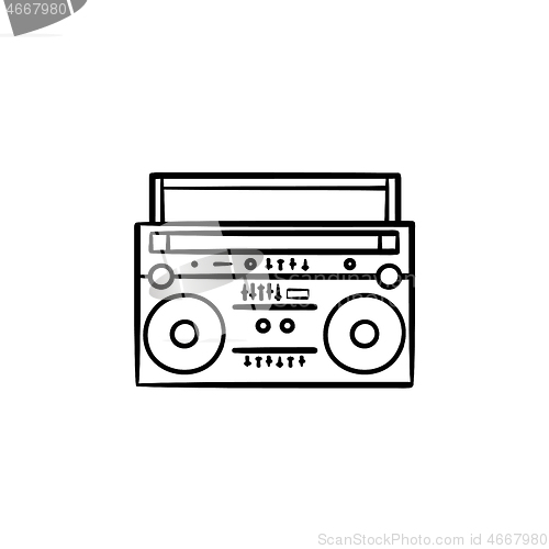 Image of Tape recorder with radio hand drawn outline doodle icon.