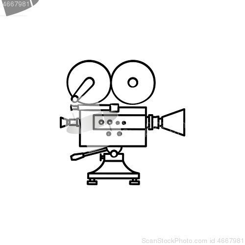 Image of Video camera hand drawn outline doodle icon.