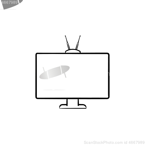 Image of TV set hand drawn outline doodle icon.