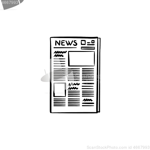 Image of A newspaper hand drawn outline doodle icon.