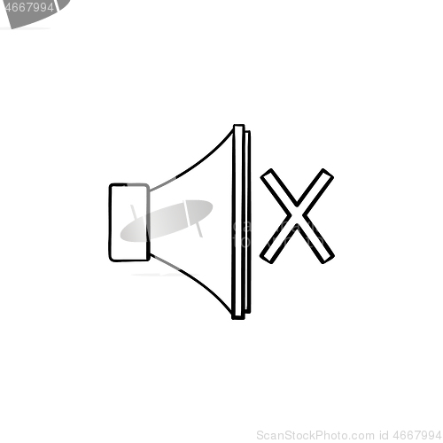 Image of Mute button hand drawn outline doodle icon.