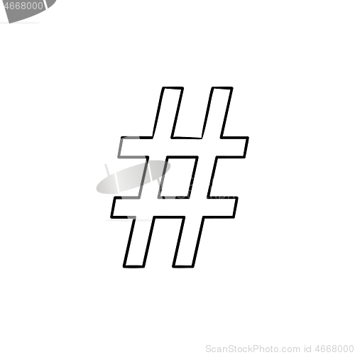 Image of Hashtag hand drawn outline doodle icon.