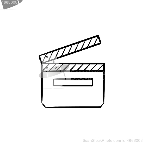 Image of Movie clapboard hand drawn outline doodle icon.