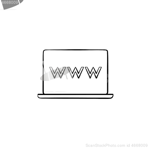 Image of Laptop computer screen with web browser window hand drawn outlin