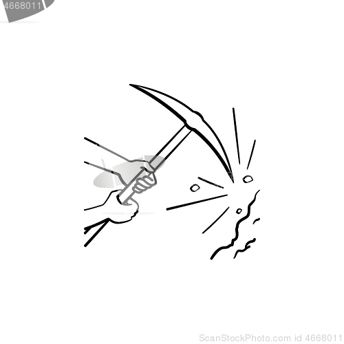 Image of Pickaxe chisel hand drawn outline doodle icon.