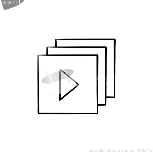 Image of Video player interface with play button hand drawn outline doodl