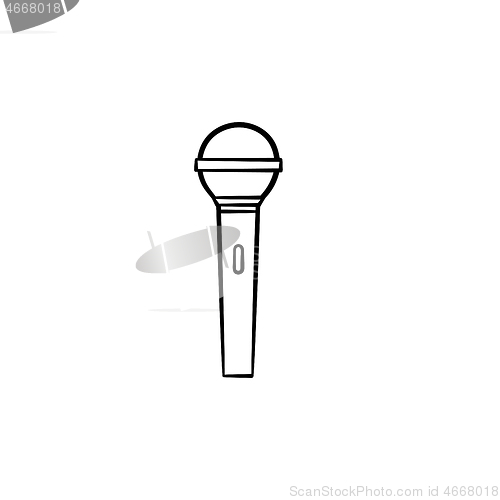 Image of Microphone hand drawn outline doodle icon.