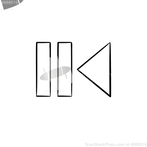 Image of Pause and playback button hand drawn outline doodle icon.