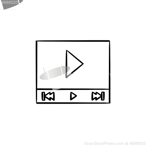 Image of Video player interface with play button hand drawn outline doodl