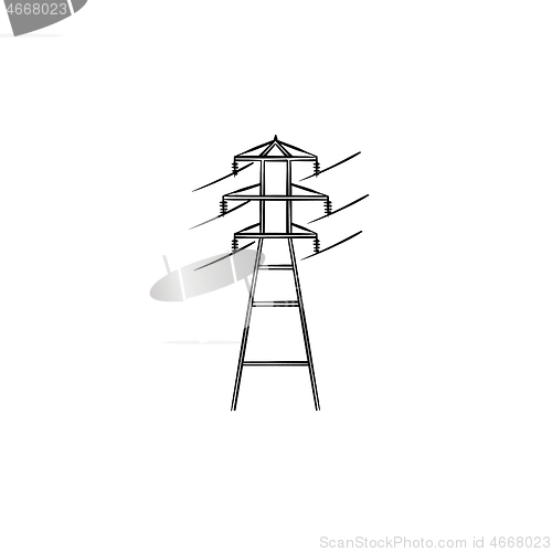 Image of Electrical power line hand drawn outline doodle icon.