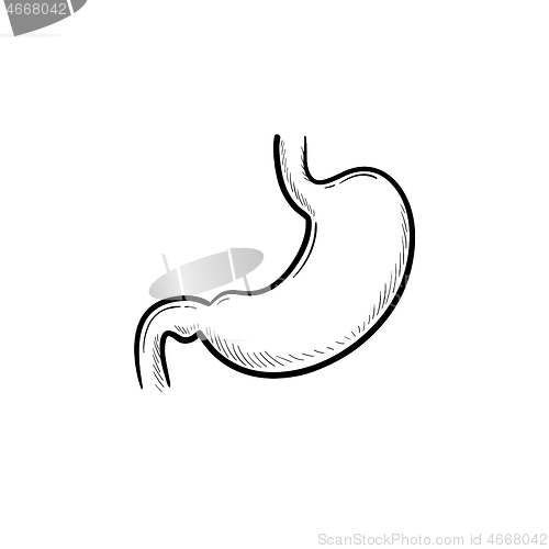 Image of Stomach digestion hand drawn outline doodle icon.