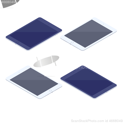 Image of Isometric set of tablets isolated illustration.