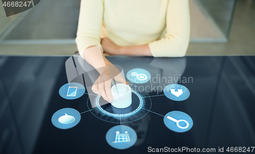 Image of woman with control knob on interactive panel
