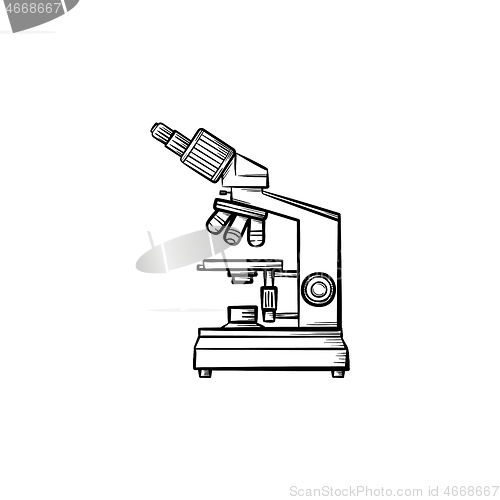 Image of Microscope hand drawn outline doodle icon.