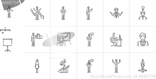 Image of Business hand drawn sketch icon set.