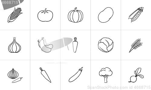 Image of Agriculture food hand drawn sketch icon set.