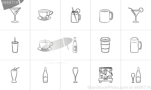 Image of Drink hand drawn sketch icon set.