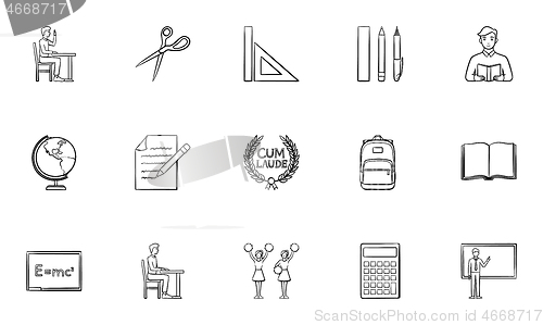 Image of Education hand drawn sketch icon set.