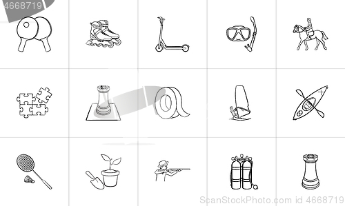 Image of Hobby hand drawn sketch icon set.