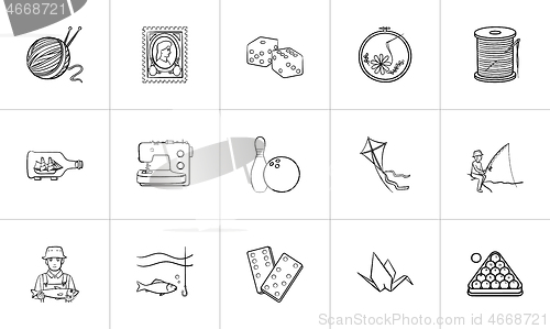 Image of Hobby hand drawn sketch icon set.