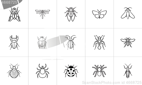 Image of Insects sketch icon set.