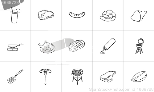 Image of Food and drink hand drawn sketch icon set.