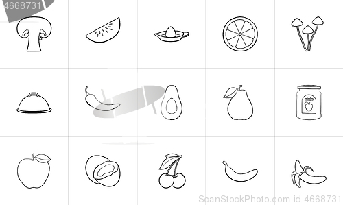 Image of Healthy food hand drawn sketch icon set.